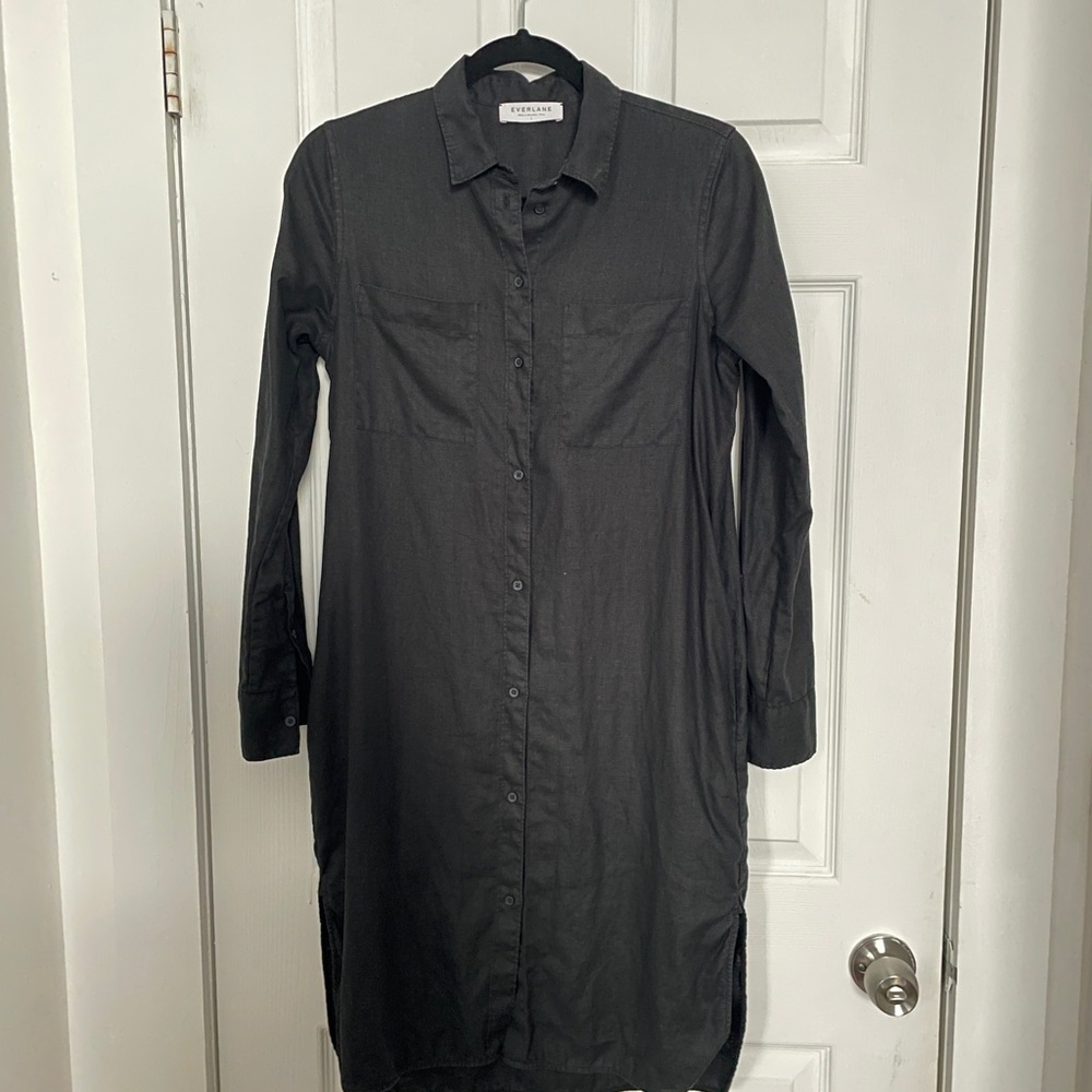 Everlane Black Long Sleeve Shirt Dress